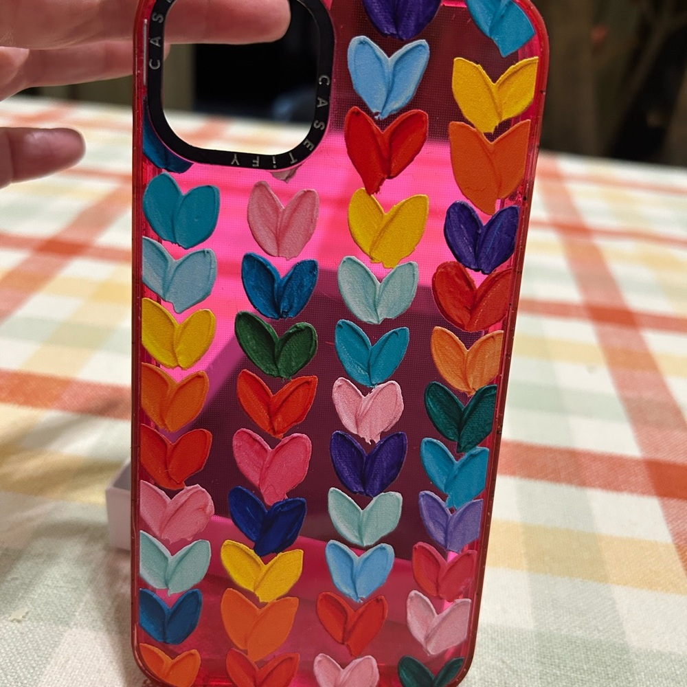 Casetify Multicolor Heart Design Phone Case iPhone 14 PLUS
